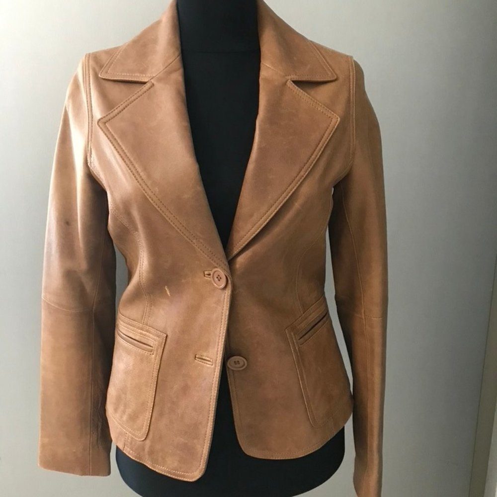 Castro Concept Camel Colored Leather Jacket US6